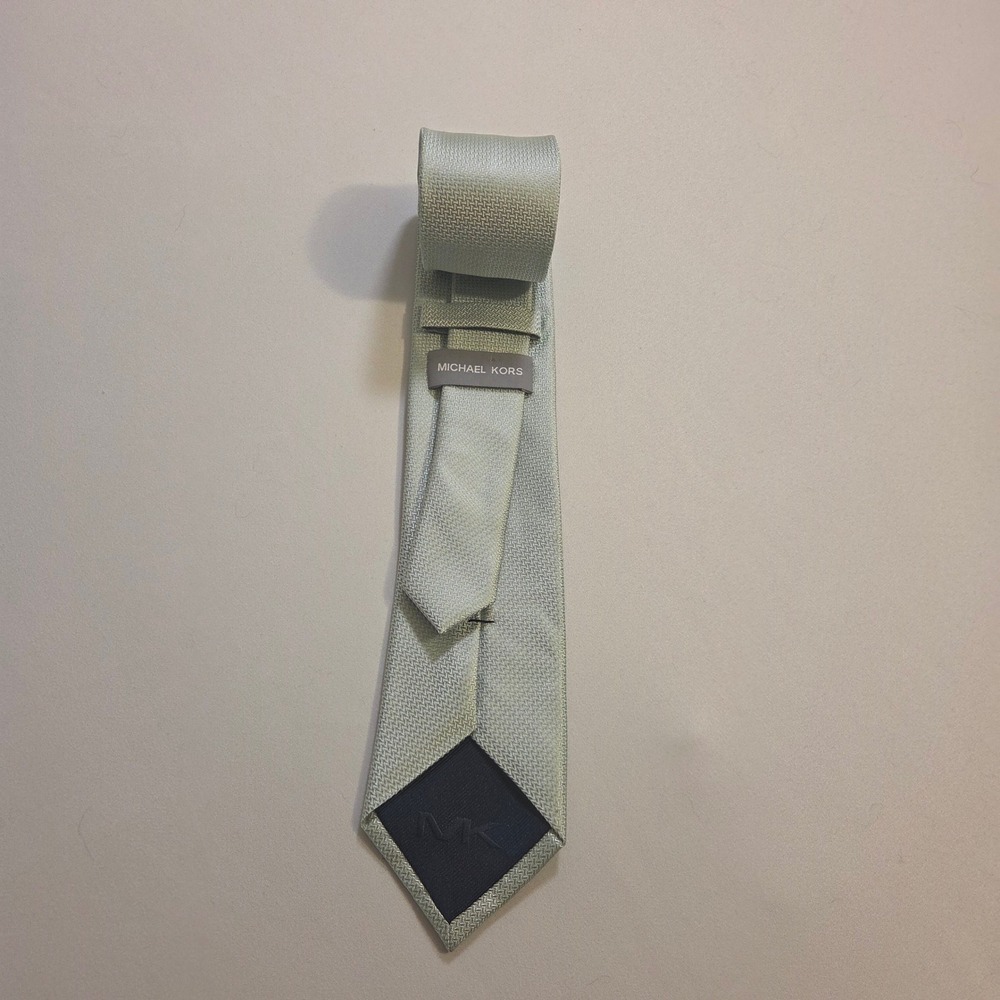 Michael Kors Mens Sage Green Textured Micro Pattern Formal Necktie Accessory - Picture 4 of 8